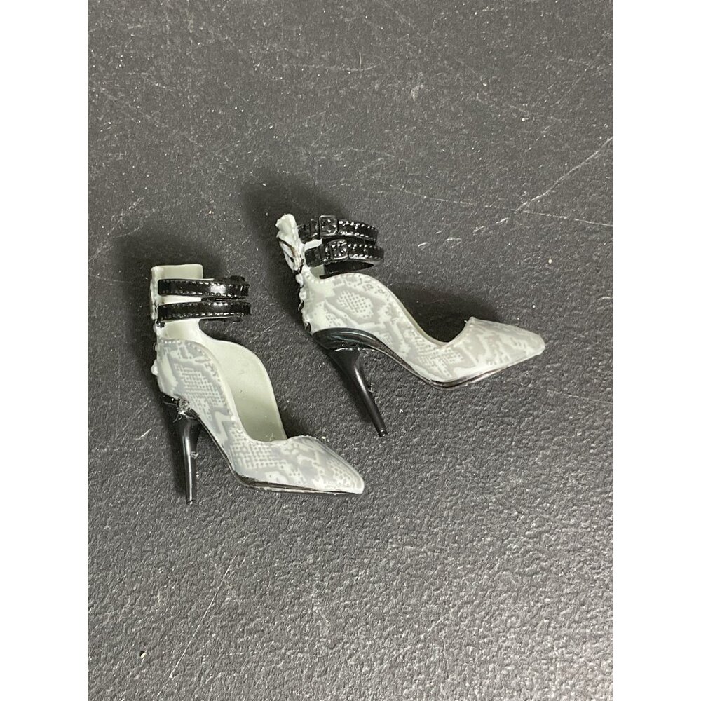 Rainbow High Doll Gray & Black Lace Pattern High Heel Shoes Accessories